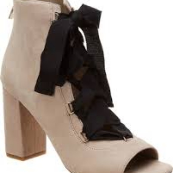 Joie Adonia Lace Up Tie Open Toe Nude Bootie NWT - Picture 4 of 8